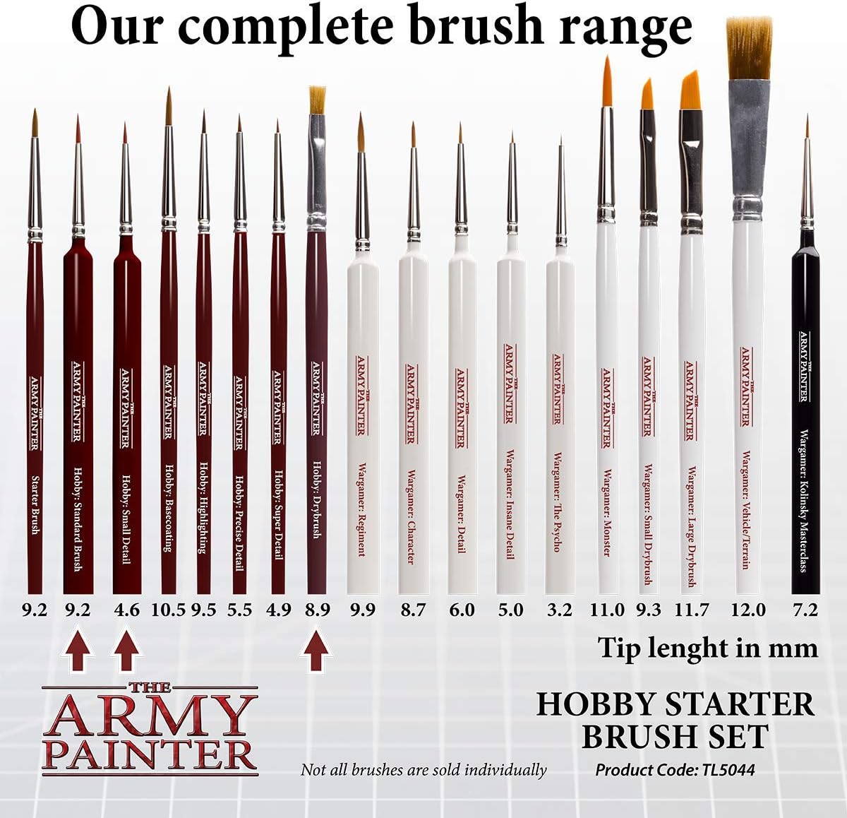 The Army Painter Hobby Brush Starter Set -Miniature Small Paint Brush Set of 3 Acrylic Paint Brushes-Includes Drybrush, Standard Model Paint Brush & Detail Fine Tip Paint Brush for Acrylic Painting