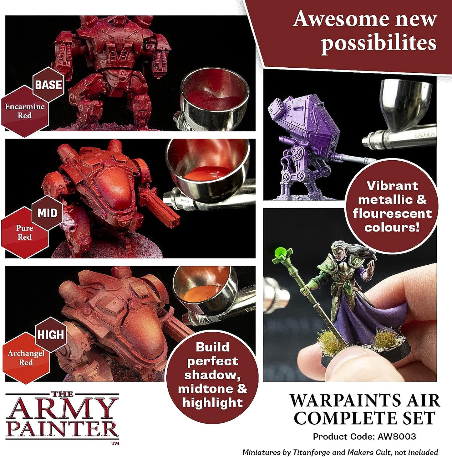 The Army Painter Warpaints Air Complete Set - 126 Non-Toxic Water Based Airbrush Paint Set – Miniature Paint for Tabletop Roleplaying, Boardgames, and Wargames Miniature Model Painting