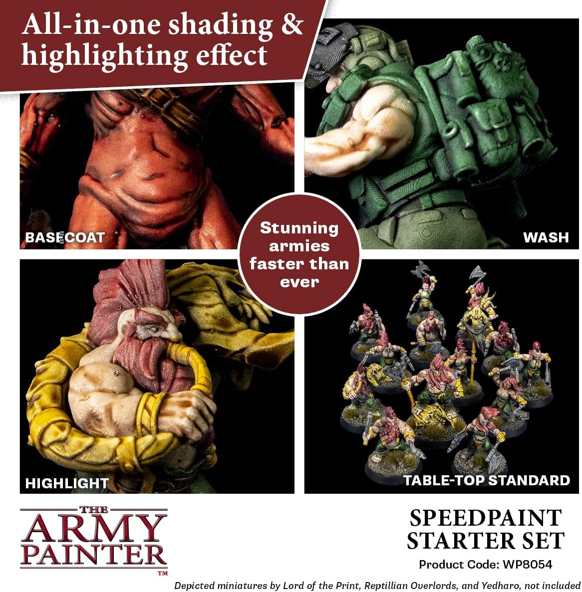 The Army Painter Speedpaint Starter Set - 10x18ml Speed Model Paint Kit Pre Loaded with Mixing Balls and 1 Brush- Base, Shadow and Highlight in One Miniature and Model Paint Set for Plastic Models
